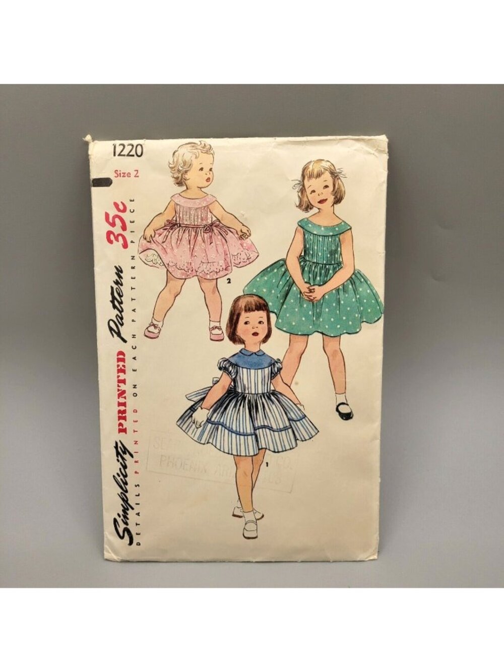 Simplicity 1955 Childs One Piece Dress Sewing Pattern #1220 Size 2